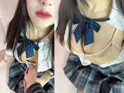 Chinees perfect meisje sexy korte rok streling